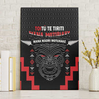 Personalised Toitu Te Tiriti Mana Maori Motuhake Canvas Wall Art Aotearoa Haka Face Mix Poutama Art LT14 Without Frame Black - Polynesian Pride