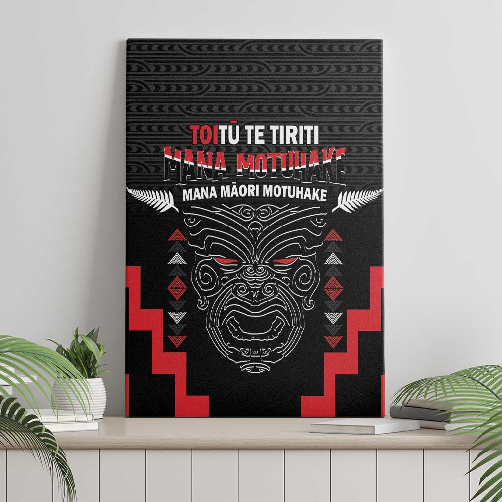 Personalised Toitu Te Tiriti Mana Maori Motuhake Canvas Wall Art Aotearoa Haka Face Mix Poutama Art LT14 - Polynesian Pride