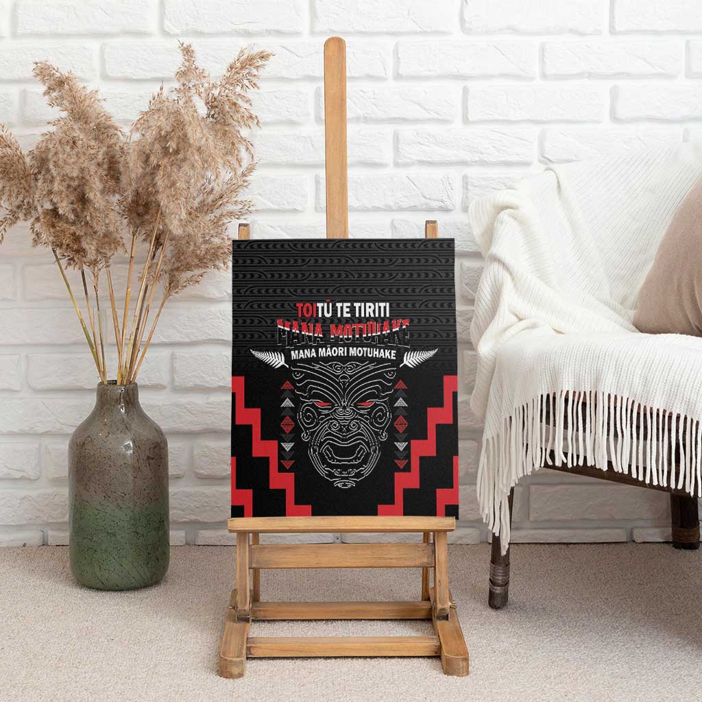 Personalised Toitu Te Tiriti Mana Maori Motuhake Canvas Wall Art Aotearoa Haka Face Mix Poutama Art LT14 - Polynesian Pride
