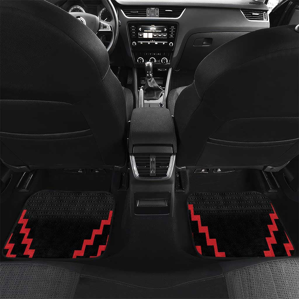 Personalised Toitu Te Tiriti Mana Maori Motuhake Car Mats Aotearoa Haka Face Mix Poutama Art LT14 Set 2pcs - Back Black - Polynesian Pride
