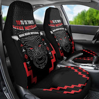Personalised Toitu Te Tiriti Mana Maori Motuhake Car Seat Cover Aotearoa Haka Face Mix Poutama Art LT14 - Polynesian Pride