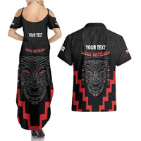 Personalised Toitu Te Tiriti Mana Maori Motuhake Couples Matching Summer Maxi Dress and Hawaiian Shirt Aotearoa Haka Face Mix Poutama Art LT14 - Polynesian Pride
