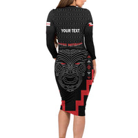 Personalised Toitu Te Tiriti Mana Maori Motuhake Family Matching Long Sleeve Bodycon Dress and Hawaiian Shirt Aotearoa Haka Face Mix Poutama Art LT14 - Polynesian Pride