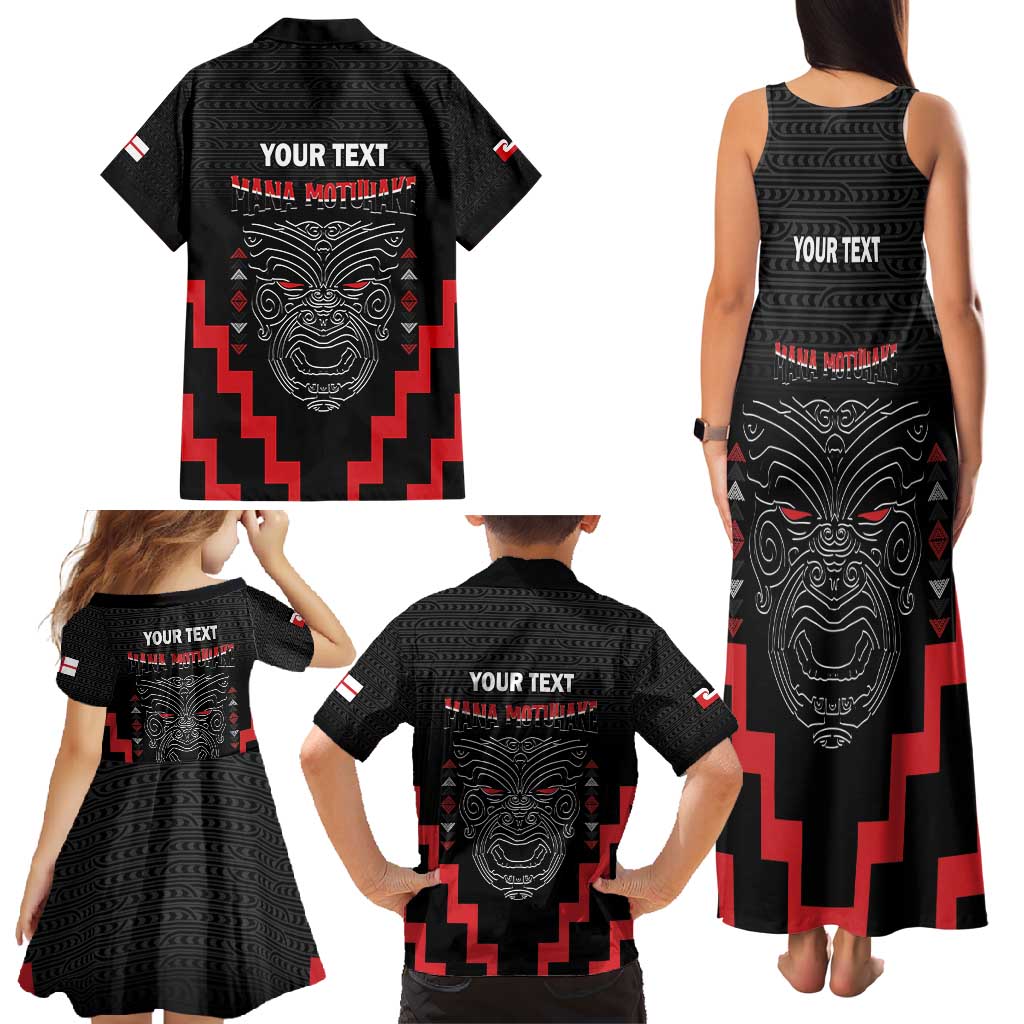 Personalised Toitu Te Tiriti Mana Maori Motuhake Family Matching Tank Maxi Dress and Hawaiian Shirt Aotearoa Haka Face Mix Poutama Art LT14 - Polynesian Pride