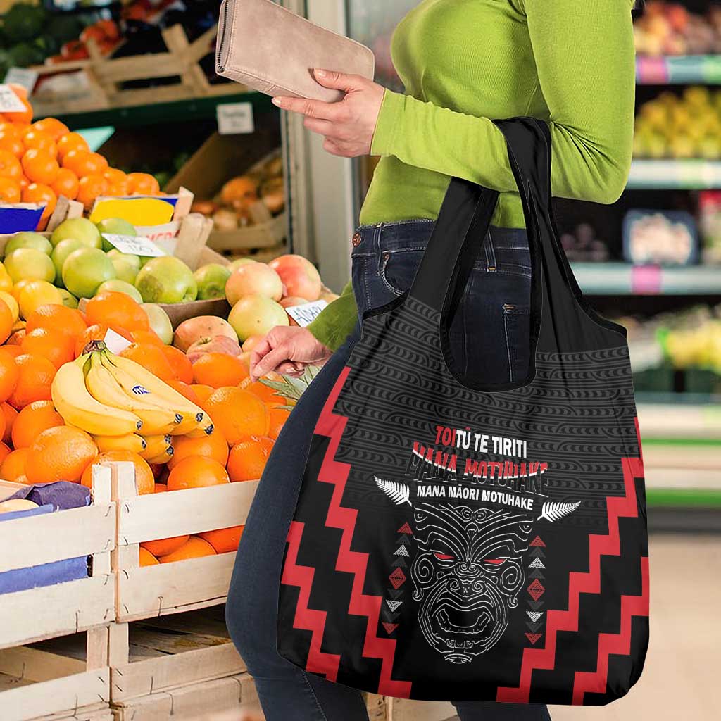 Toitu Te Tiriti Mana Maori Motuhake Grocery Bag Aotearoa Haka Face Mix Poutama Art LT14 - Polynesian Pride
