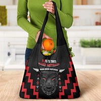 Toitu Te Tiriti Mana Maori Motuhake Grocery Bag Aotearoa Haka Face Mix Poutama Art LT14 - Polynesian Pride
