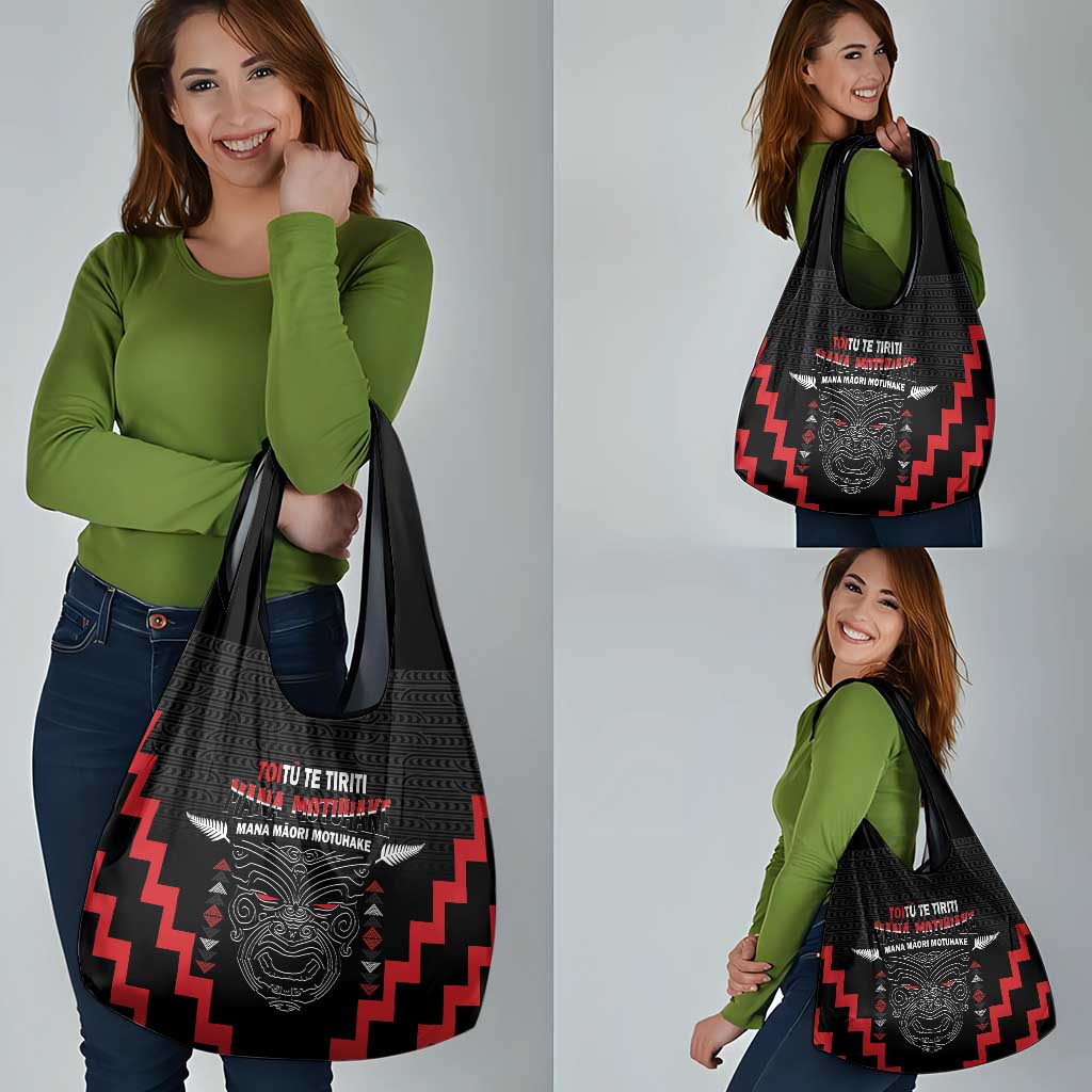 Toitu Te Tiriti Mana Maori Motuhake Grocery Bag Aotearoa Haka Face Mix Poutama Art LT14 - Polynesian Pride