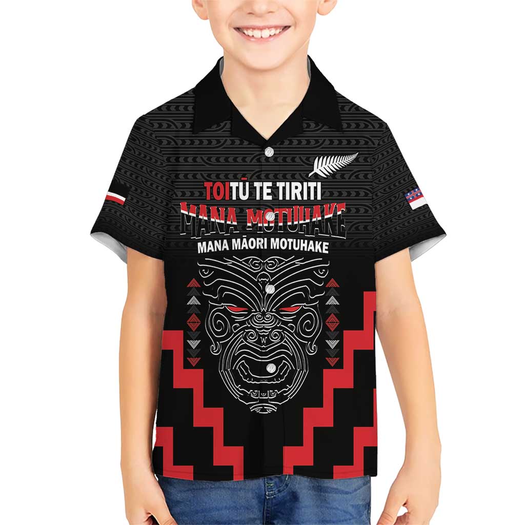 Personalised Toitu Te Tiriti Mana Maori Motuhake Hawaiian Shirt Aotearoa Haka Face Mix Poutama Art LT14 - Polynesian Pride