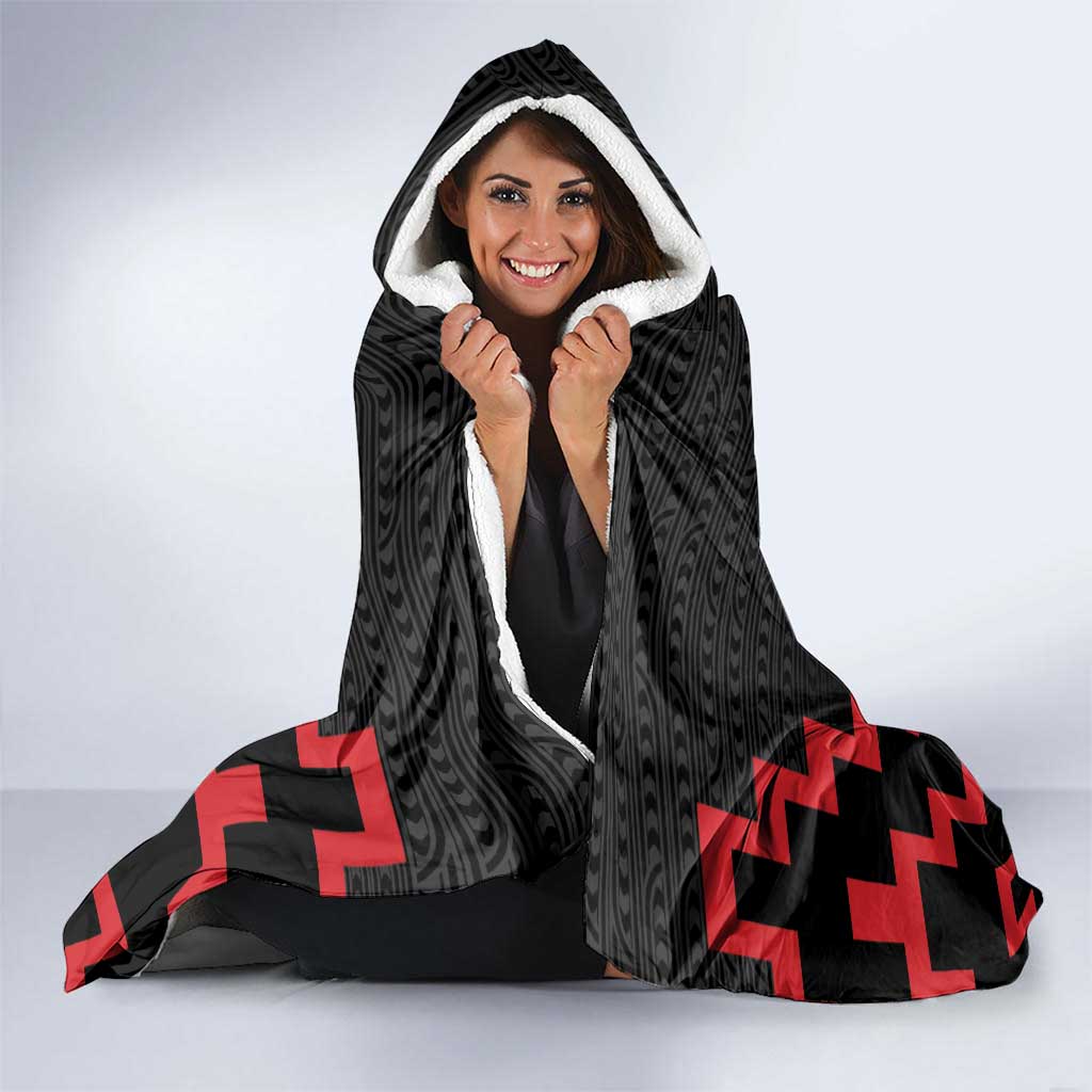 Personalised Toitu Te Tiriti Mana Maori Motuhake Hooded Blanket Aotearoa Haka Face Mix Poutama Art LT14 - Polynesian Pride