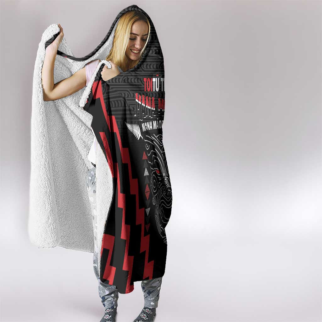 Personalised Toitu Te Tiriti Mana Maori Motuhake Hooded Blanket Aotearoa Haka Face Mix Poutama Art LT14 - Polynesian Pride