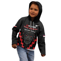 Personalised Toitu Te Tiriti Mana Maori Motuhake Kid Hoodie Aotearoa Haka Face Mix Poutama Art LT14 - Polynesian Pride