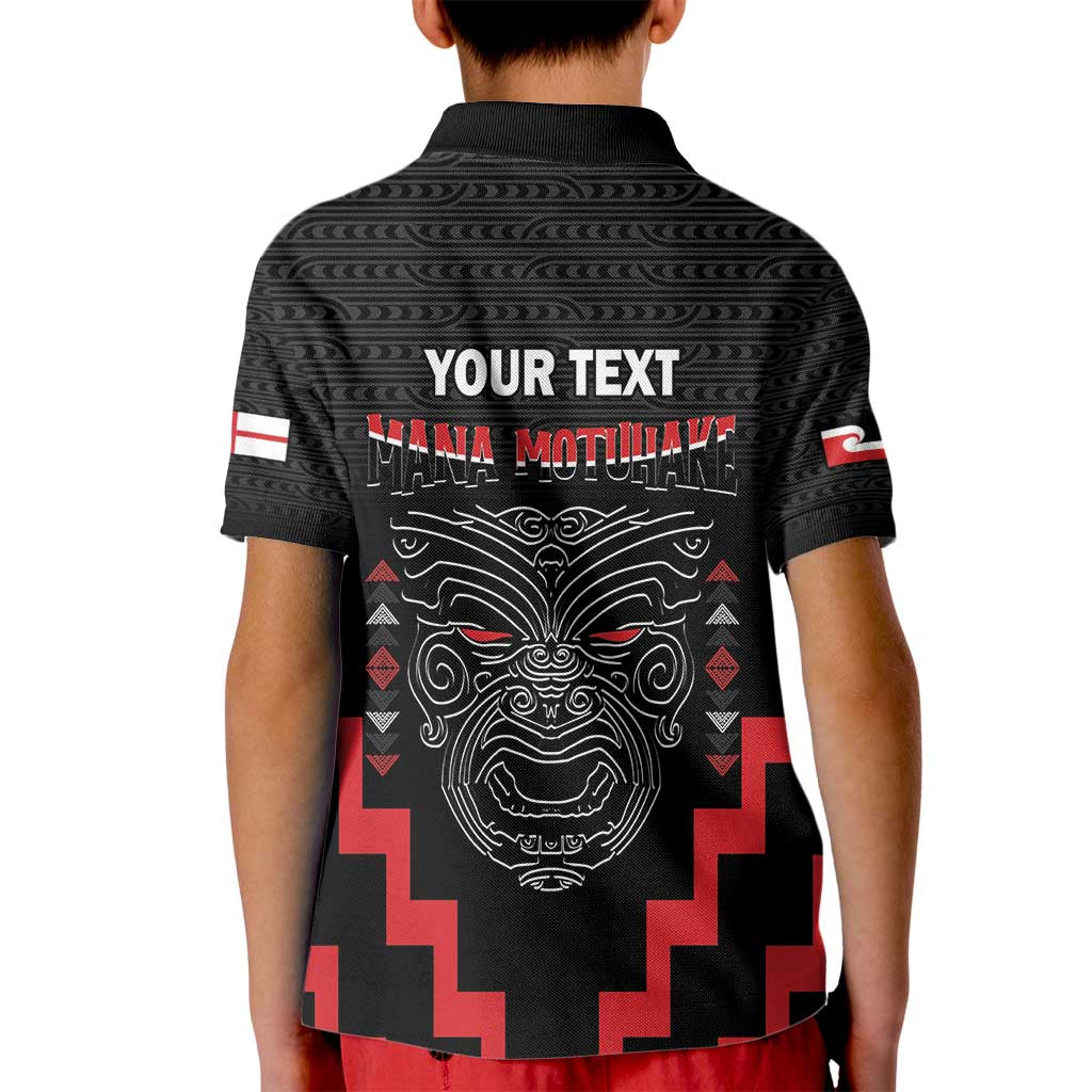 Personalised Toitu Te Tiriti Mana Maori Motuhake Kid Polo Shirt Aotearoa Haka Face Mix Poutama Art LT14 - Polynesian Pride