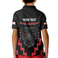 Personalised Toitu Te Tiriti Mana Maori Motuhake Kid Polo Shirt Aotearoa Haka Face Mix Poutama Art LT14 - Polynesian Pride