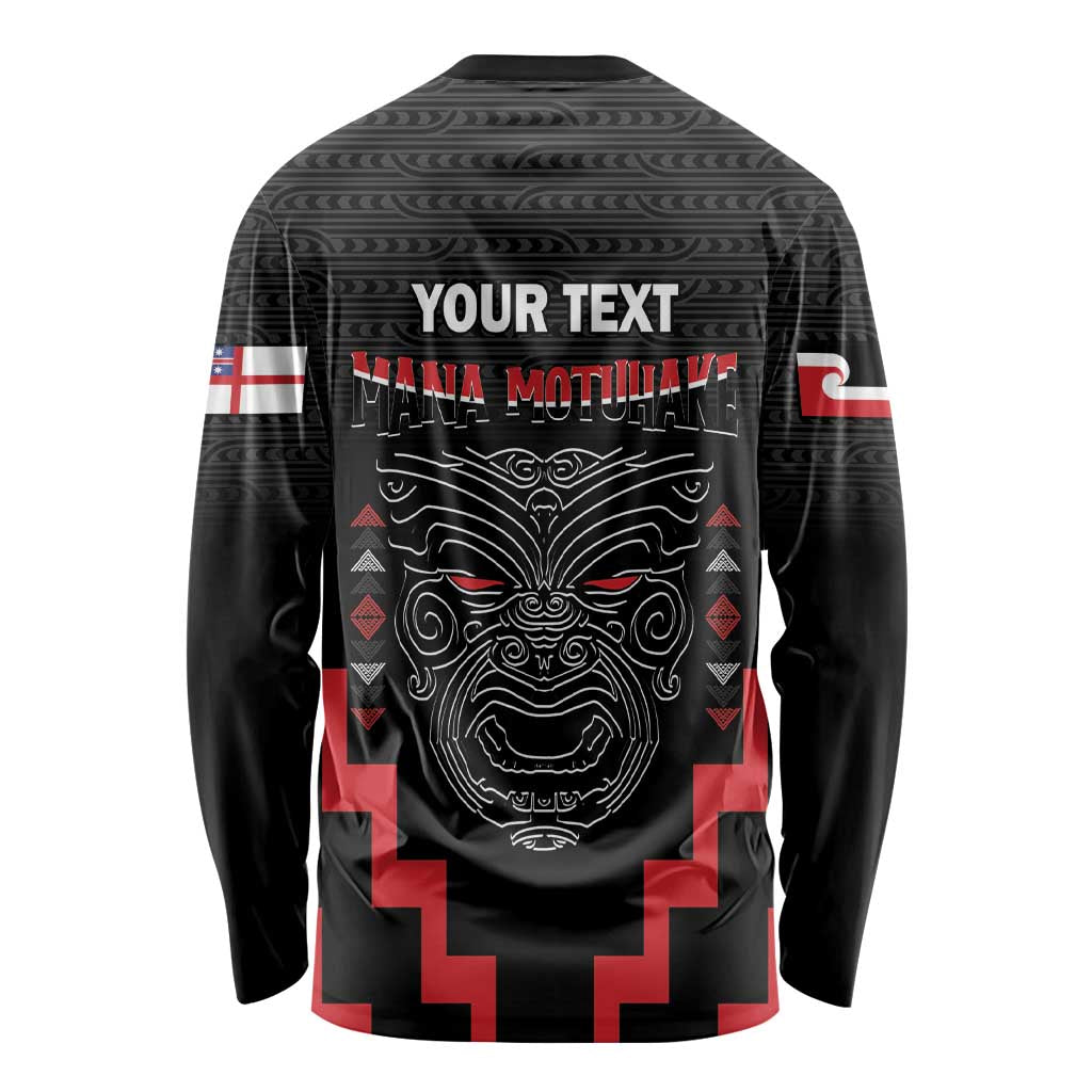 Personalised Toitu Te Tiriti Mana Maori Motuhake Long Sleeve Shirt Aotearoa Haka Face Mix Poutama Art LT14 - Polynesian Pride