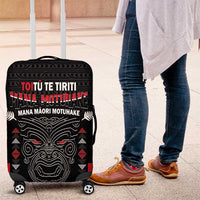 Personalised Toitu Te Tiriti Mana Maori Motuhake Luggage Cover Aotearoa Haka Face Mix Poutama Art LT14 Black - Polynesian Pride
