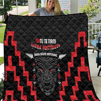 Personalised Toitu Te Tiriti Mana Maori Motuhake Quilt Aotearoa Haka Face Mix Poutama Art LT14 Black - Polynesian Pride