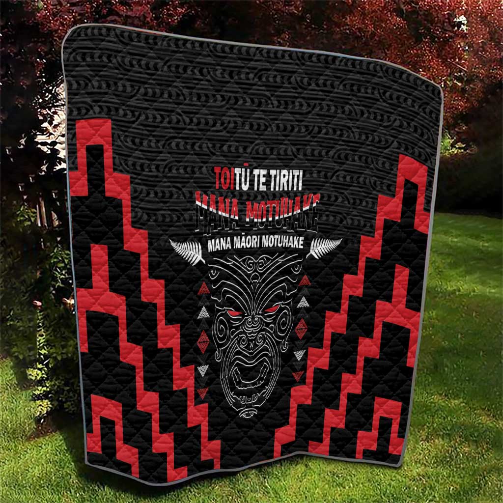 Personalised Toitu Te Tiriti Mana Maori Motuhake Quilt Aotearoa Haka Face Mix Poutama Art LT14 - Polynesian Pride