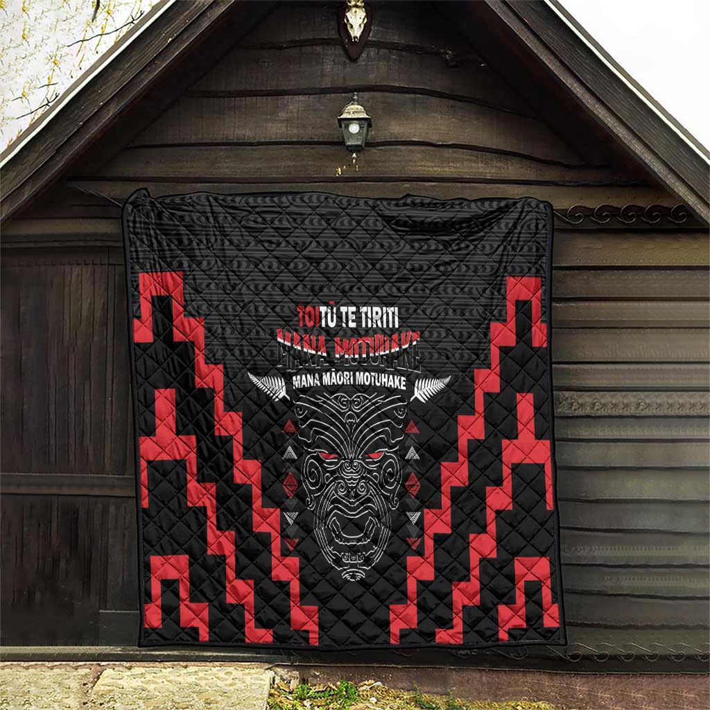 Personalised Toitu Te Tiriti Mana Maori Motuhake Quilt Aotearoa Haka Face Mix Poutama Art LT14 - Polynesian Pride