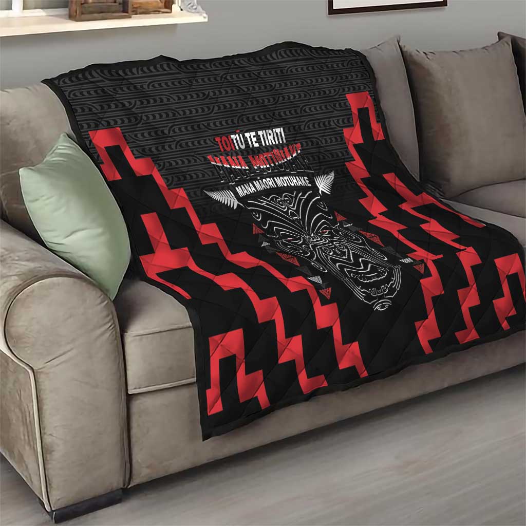 Personalised Toitu Te Tiriti Mana Maori Motuhake Quilt Aotearoa Haka Face Mix Poutama Art LT14 - Polynesian Pride