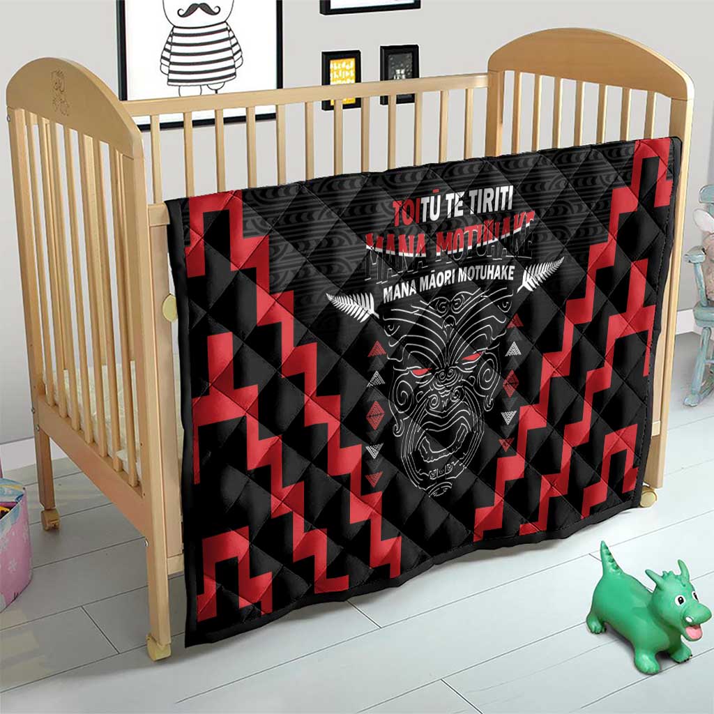 Personalised Toitu Te Tiriti Mana Maori Motuhake Quilt Aotearoa Haka Face Mix Poutama Art LT14 - Polynesian Pride
