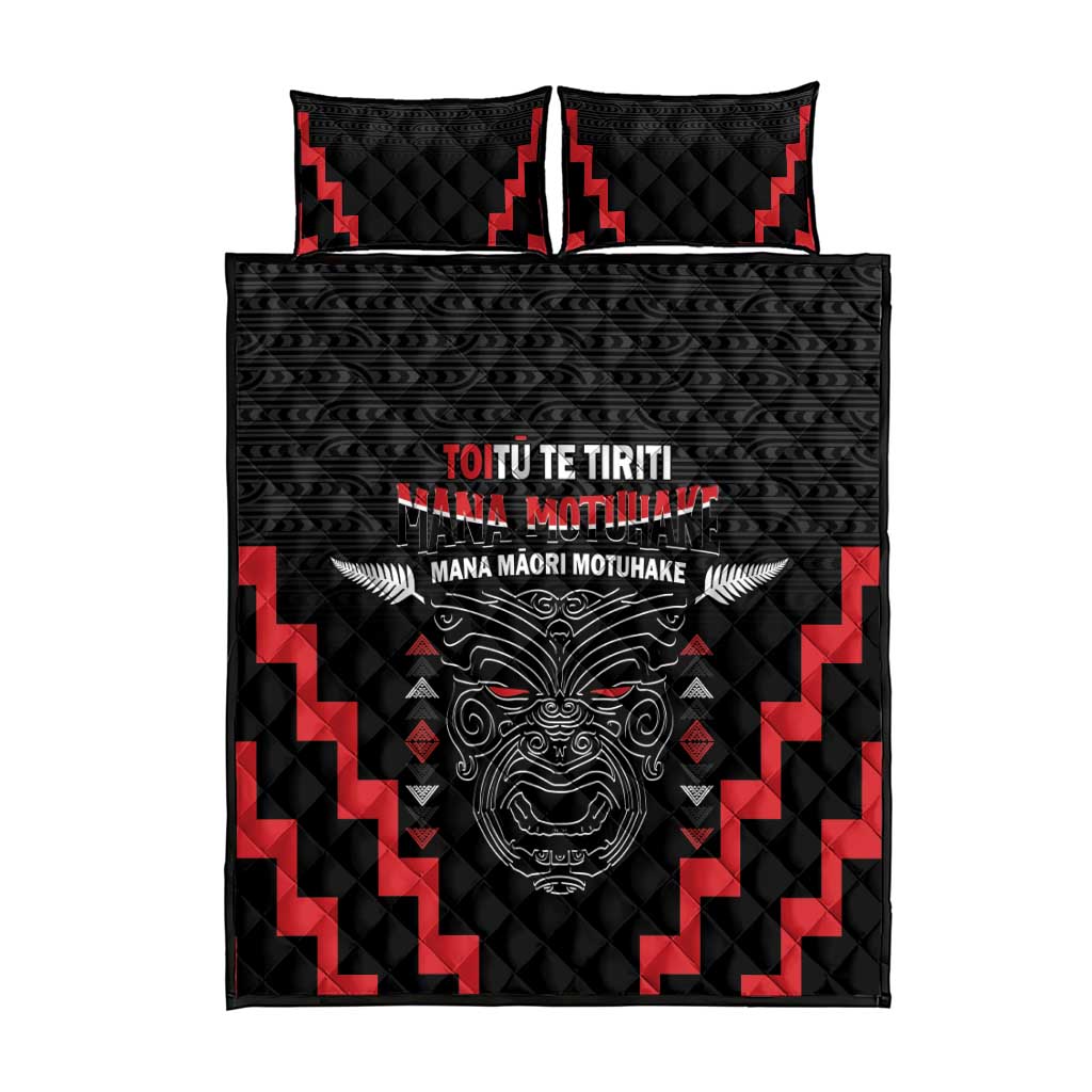 Personalised Toitu Te Tiriti Mana Maori Motuhake Quilt Bed Set Aotearoa Haka Face Mix Poutama Art LT14 - Polynesian Pride