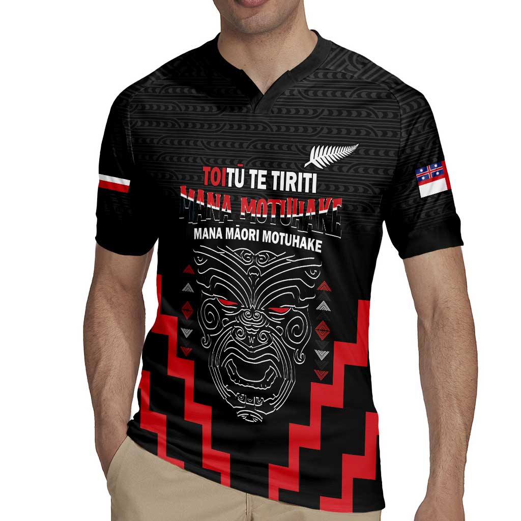 Personalised Toitu Te Tiriti Mana Maori Motuhake Rugby Jersey Aotearoa Haka Face Mix Poutama Art LT14 - Polynesian Pride