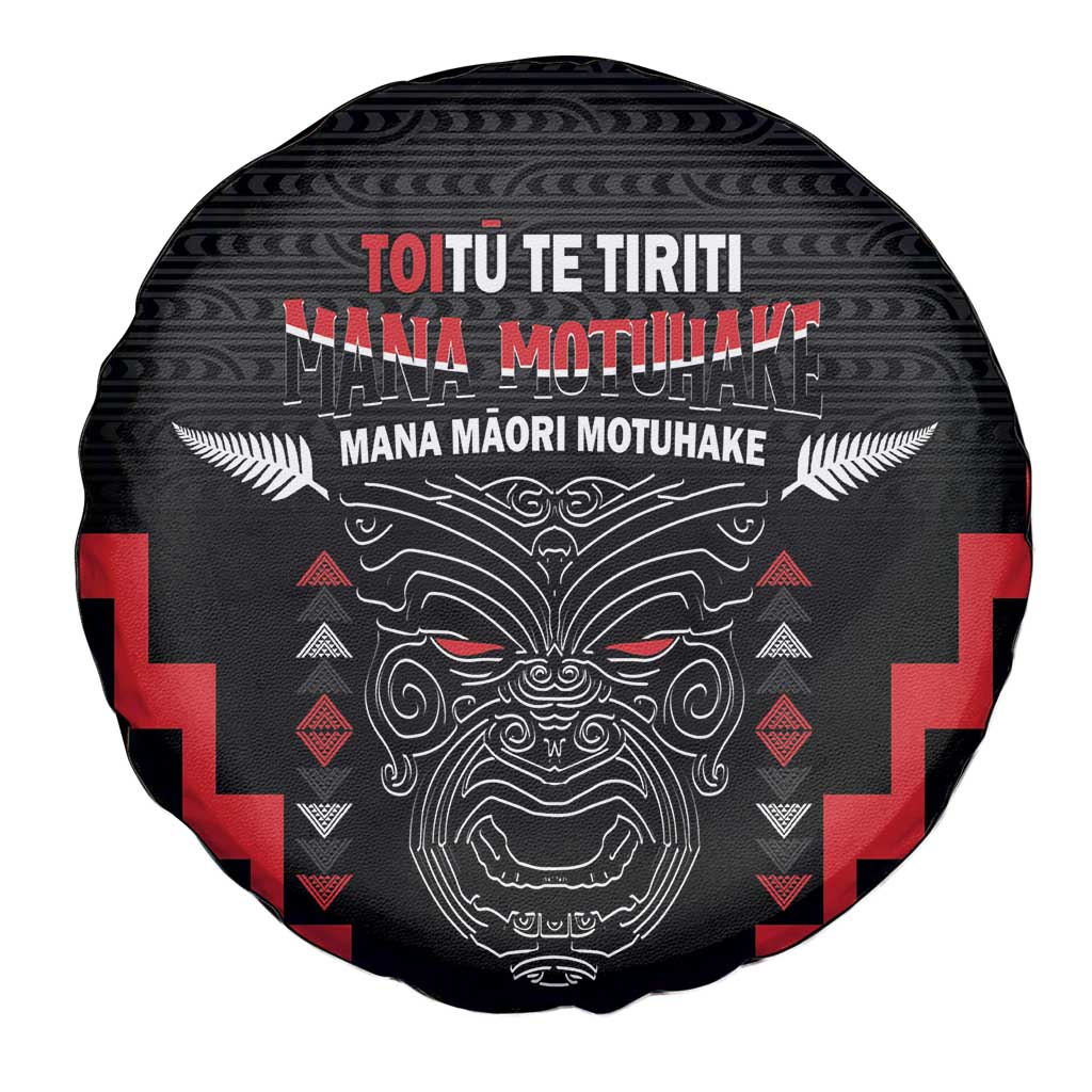 Personalised Toitu Te Tiriti Mana Maori Motuhake Spare Tire Cover Aotearoa Haka Face Mix Poutama Art LT14 - Polynesian Pride