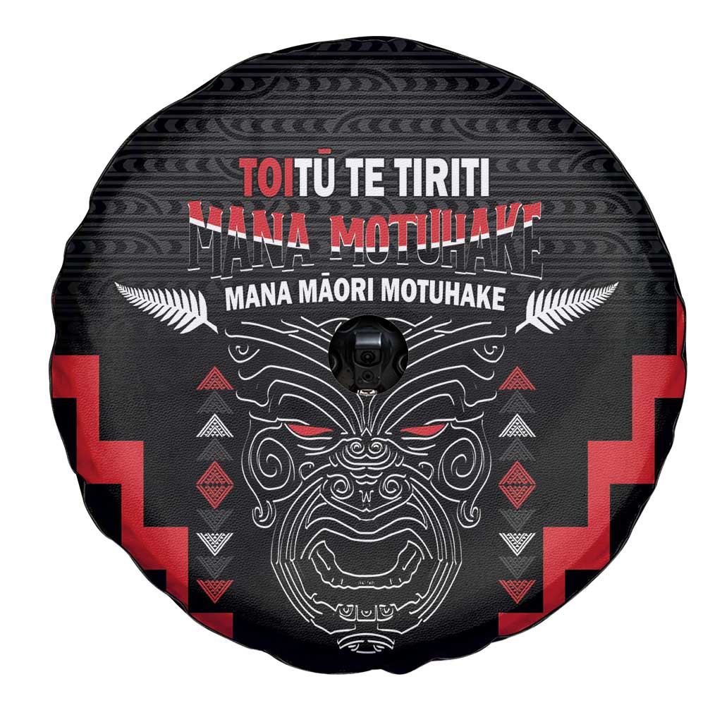 Personalised Toitu Te Tiriti Mana Maori Motuhake Spare Tire Cover Aotearoa Haka Face Mix Poutama Art LT14 - Polynesian Pride