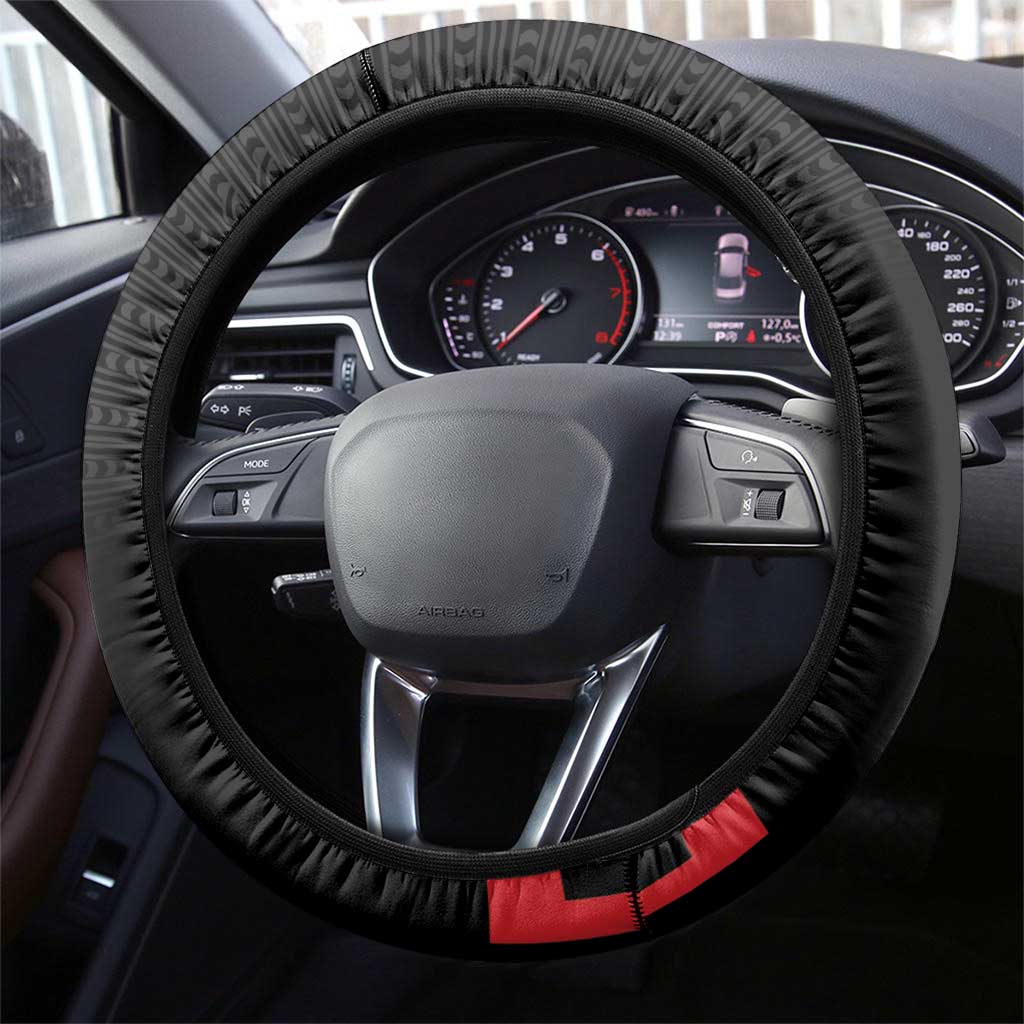 Toitu Te Tiriti Mana Maori Motuhake Steering Wheel Cover Aotearoa Haka Face Mix Poutama Art LT14 - Polynesian Pride