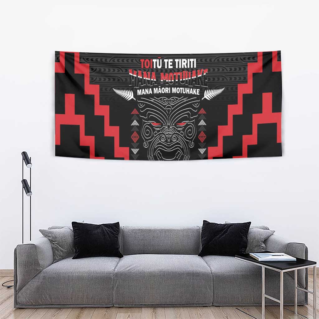 Personalised Toitu Te Tiriti Mana Maori Motuhake Tapestry Aotearoa Haka Face Mix Poutama Art LT14 - Polynesian Pride