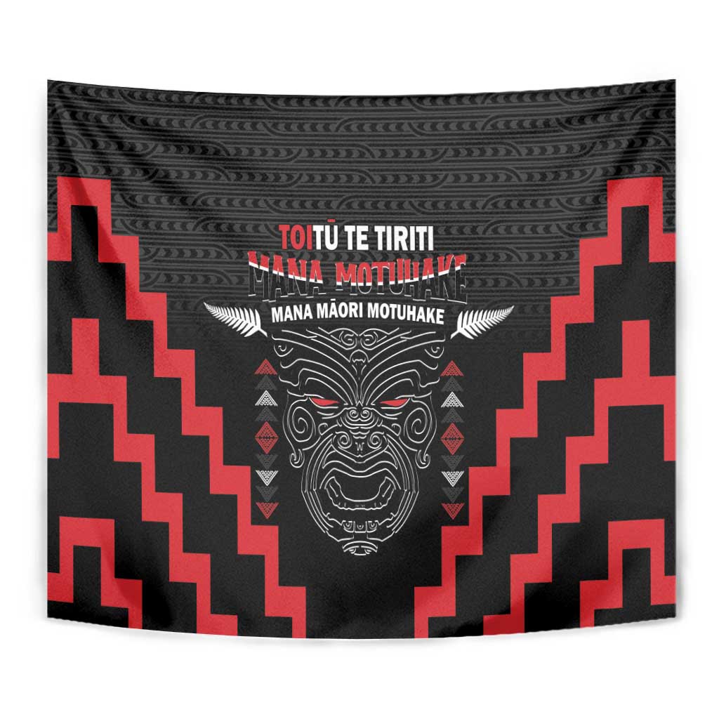 Personalised Toitu Te Tiriti Mana Maori Motuhake Tapestry Aotearoa Haka Face Mix Poutama Art LT14 - Polynesian Pride
