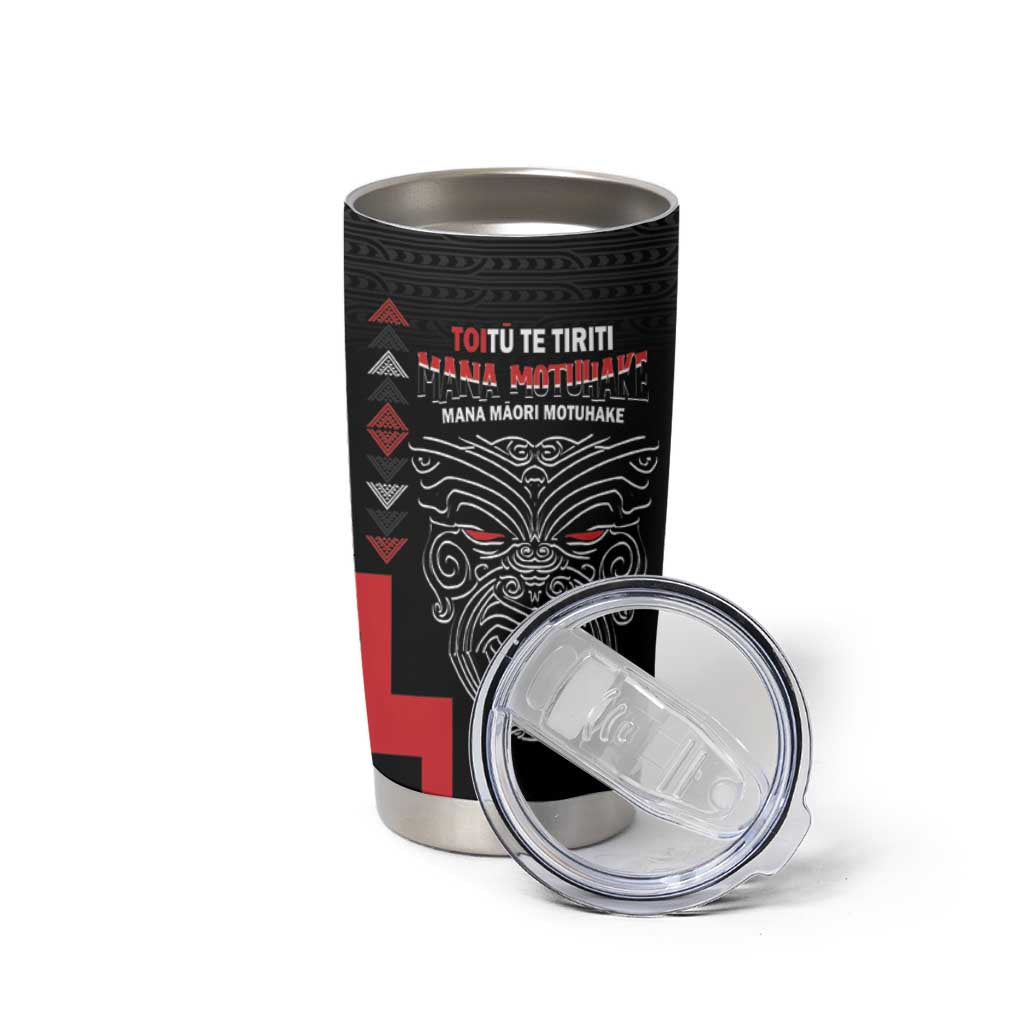 Toitu Te Tiriti Mana Maori Motuhake Tumbler Cup Aotearoa Haka Face Mix Poutama Art LT14 - Polynesian Pride