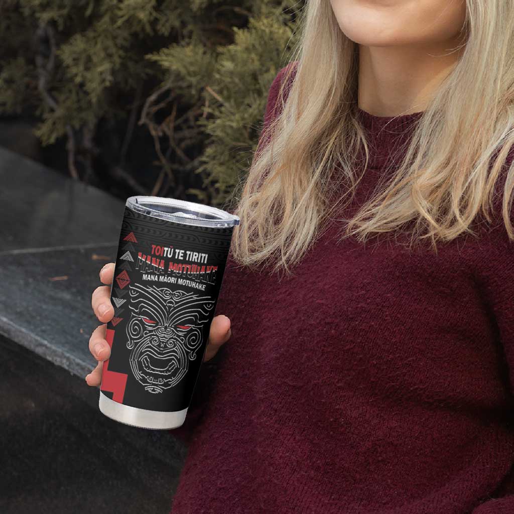 Toitu Te Tiriti Mana Maori Motuhake Tumbler Cup Aotearoa Haka Face Mix Poutama Art LT14 - Polynesian Pride