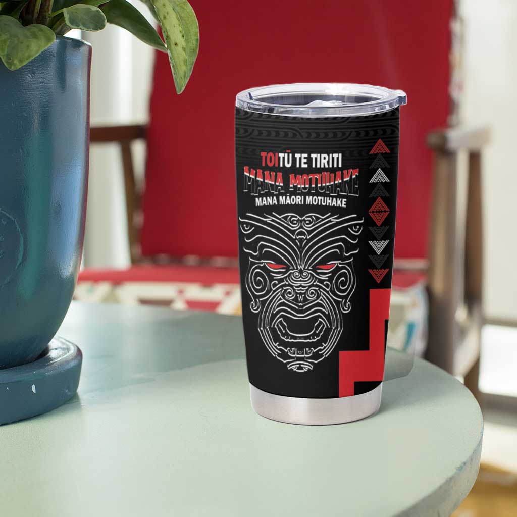 Toitu Te Tiriti Mana Maori Motuhake Tumbler Cup Aotearoa Haka Face Mix Poutama Art LT14 - Polynesian Pride