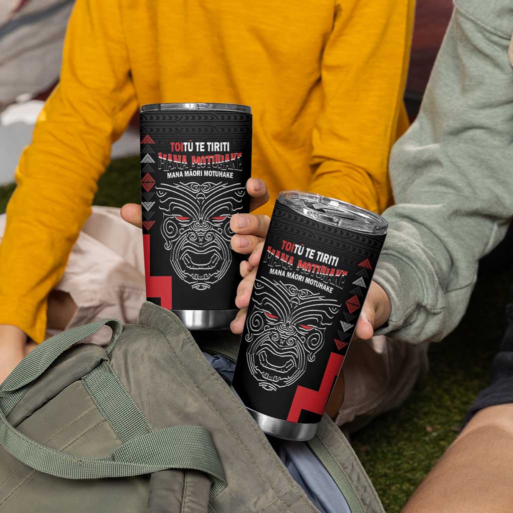 Toitu Te Tiriti Mana Maori Motuhake Tumbler Cup Aotearoa Haka Face Mix Poutama Art LT14 - Polynesian Pride