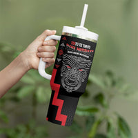 Toitu Te Tiriti Mana Maori Motuhake Tumbler With Handle Aotearoa Haka Face Mix Poutama Art LT14 - Polynesian Pride