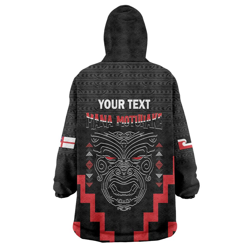 Personalised Toitu Te Tiriti Mana Maori Motuhake Wearable Blanket Hoodie Aotearoa Haka Face Mix Poutama Art LT14 - Polynesian Pride