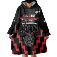 Personalised Toitu Te Tiriti Mana Maori Motuhake Wearable Blanket Hoodie Aotearoa Haka Face Mix Poutama Art LT14 - Polynesian Pride