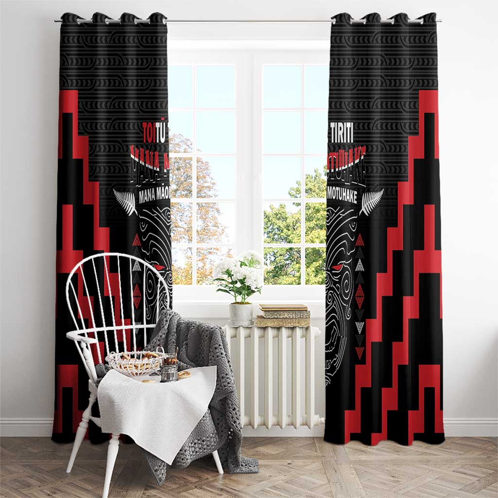 Personalised Toitu Te Tiriti Mana Maori Motuhake Window Curtain Aotearoa Haka Face Mix Poutama Art LT14 - Polynesian Pride