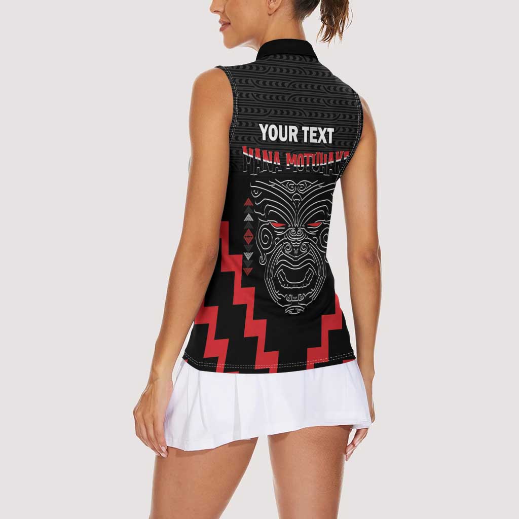Personalised Toitu Te Tiriti Mana Maori Motuhake Women Sleeveless Polo Shirt Aotearoa Haka Face Mix Poutama Art LT14 - Polynesian Pride