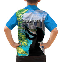 Personalised Honolulu Aloha Hawaii Kid Hawaiian Shirt Tropical Leaves With Hula Girl LT14 - Polynesian Pride