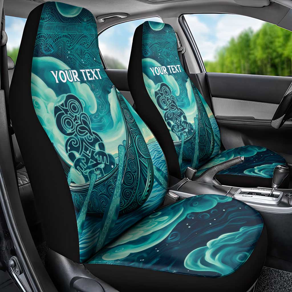 Personalised New Zealand Waitangi Day Car Seat Cover Hei Tiki With Maori Waka - Whakarare Pattern LT14 - Polynesian Pride