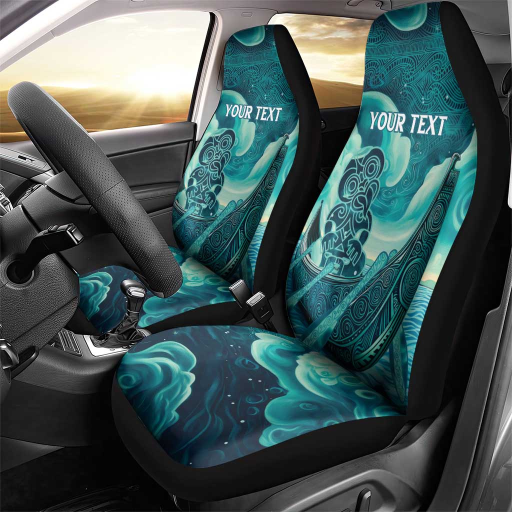 Personalised New Zealand Waitangi Day Car Seat Cover Hei Tiki With Maori Waka - Whakarare Pattern LT14 - Polynesian Pride