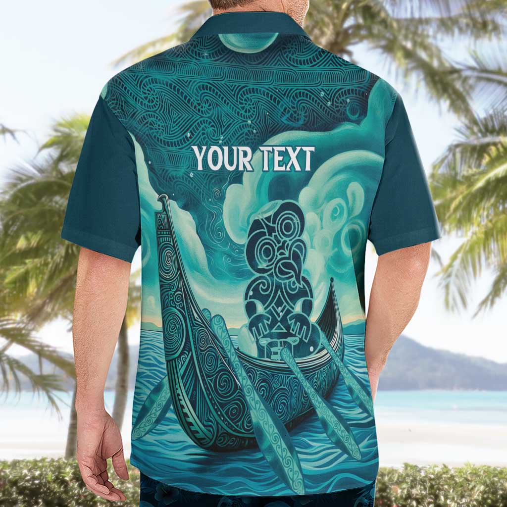 Personalised New Zealand Waitangi Day Hawaiian Shirt Hei Tiki With Maori Waka - Whakarare Pattern LT14 - Polynesian Pride