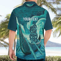 Personalised New Zealand Waitangi Day Hawaiian Shirt Hei Tiki With Maori Waka - Whakarare Pattern LT14 - Polynesian Pride