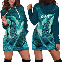 Personalised New Zealand Waitangi Day Hoodie Dress Hei Tiki With Maori Waka - Whakarare Pattern LT14 - Polynesian Pride