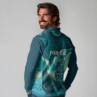 Personalised New Zealand Waitangi Day Long Sleeve Polo Shirt Hei Tiki With Maori Waka - Whakarare Pattern LT14 - Polynesian Pride