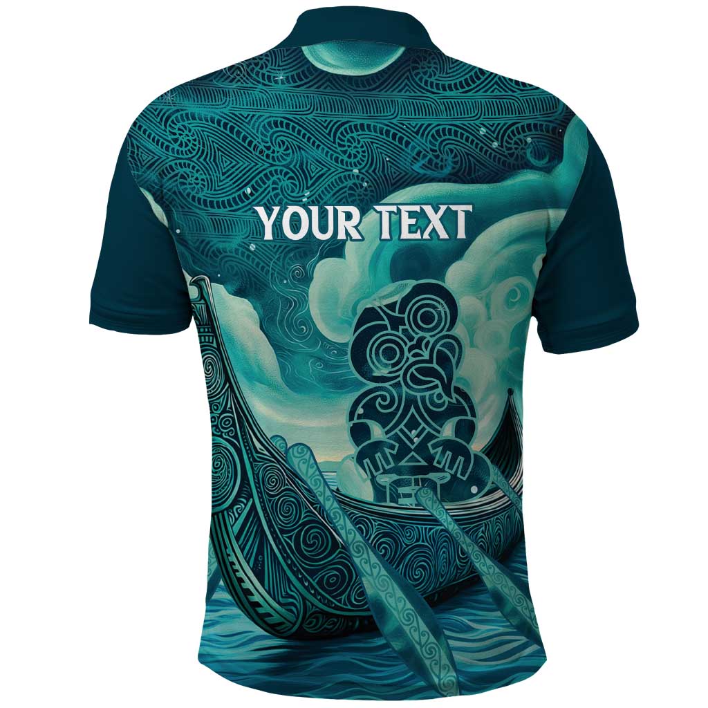 Personalised New Zealand Waitangi Day Polo Shirt Hei Tiki With Maori Waka - Whakarare Pattern LT14 - Polynesian Pride