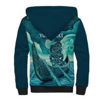 Personalised New Zealand Waitangi Day Sherpa Hoodie Hei Tiki With Maori Waka - Whakarare Pattern LT14 - Polynesian Pride