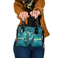 Personalised New Zealand Waitangi Day Shoulder Handbag Hei Tiki With Maori Waka - Whakarare Pattern